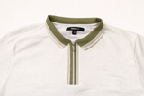 Novamen Men Off White Zip Up Polo