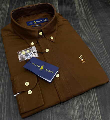 Polo Ralph Lauren Oxford Men Button Down Long Sleeve Shirt- Brown