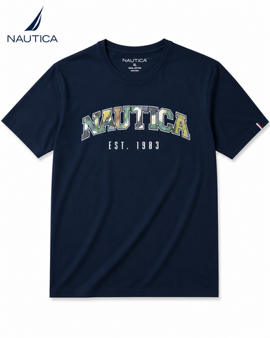 Nautica Men Navy Blue T SHIRT