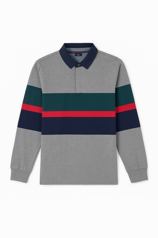 Giovanni Italian Men Stripe Long Sleeve Polo