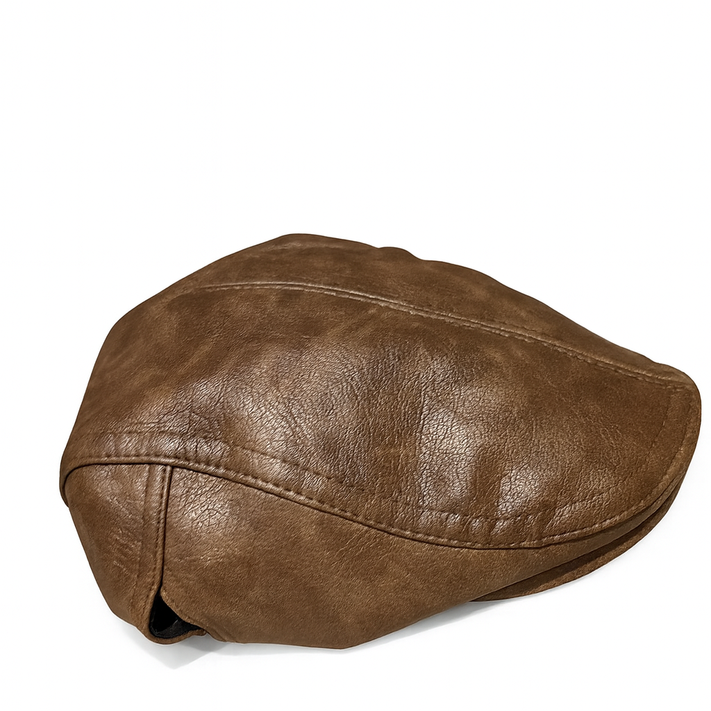 Ivy Cap Brown Leather Hat - Brown Leather