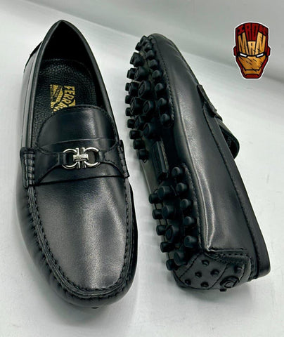 Salvatore Ferragamo Black Men Original Leather Loafers