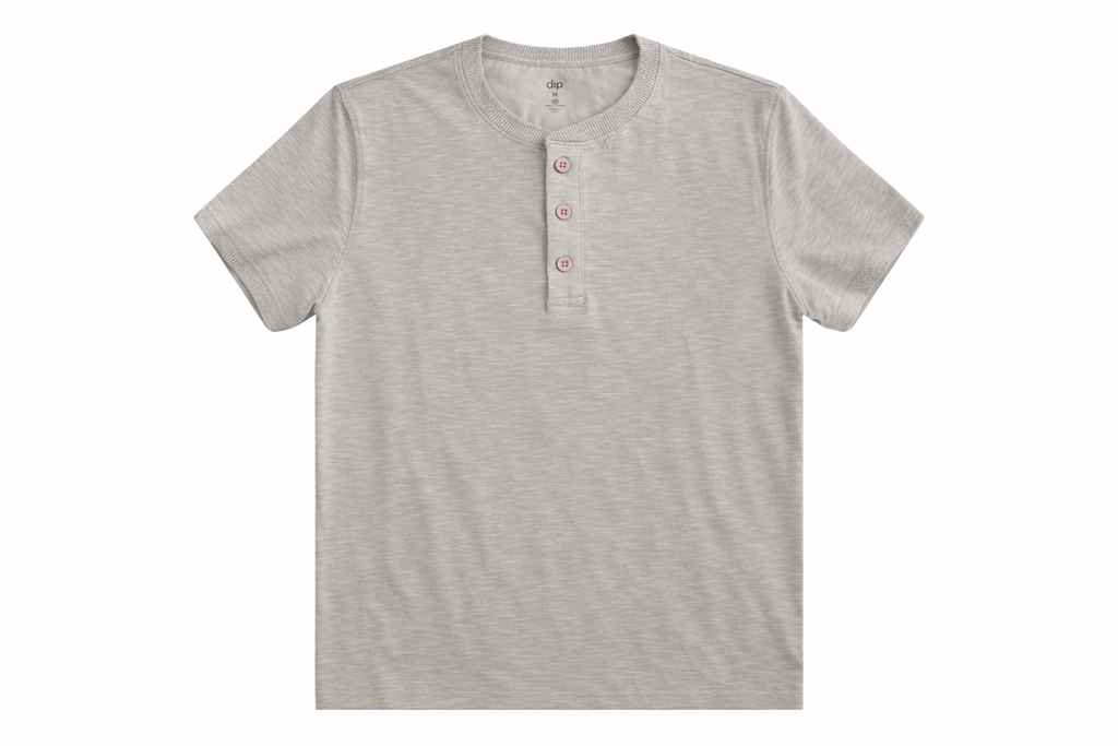 Dip Band Collar Grey Men T shirt