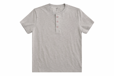 Dip Band Collar Grey Men T shirt
