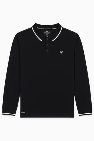 Threadbare Black Men Long Sleeve Polo