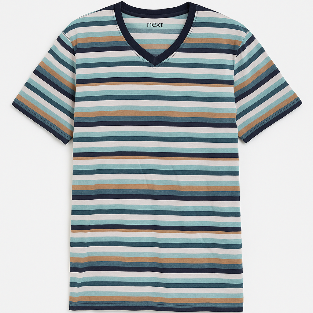 Next Men Stripe T shirt - V neck