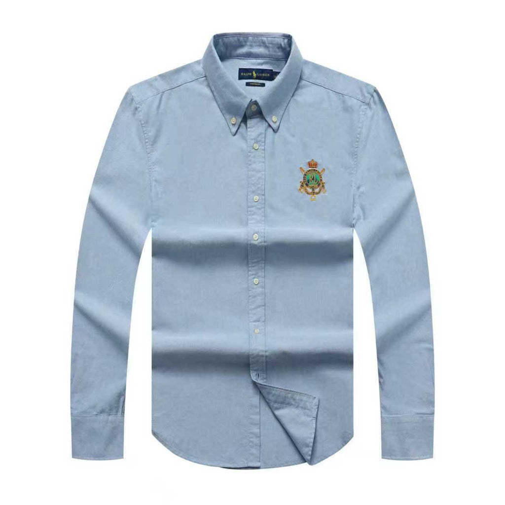 Polo R.L Long Sleeve Men Badge Shirt -  Blue