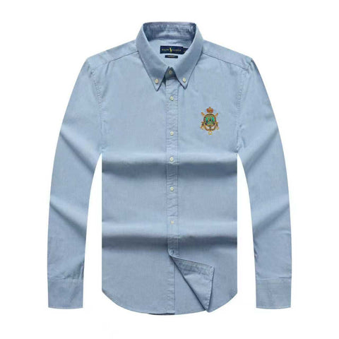 Polo R.L Long Sleeve Men Badge Shirt -  Blue