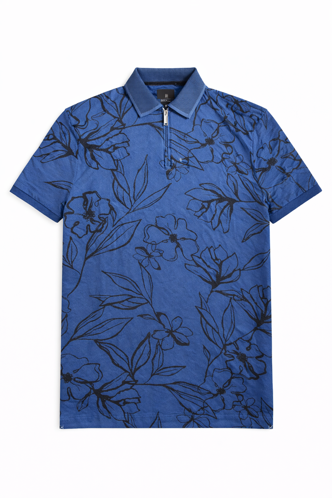 Next Men Blue Zip Up Polo