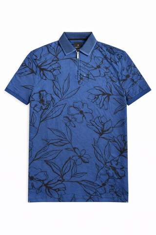 Next Men Blue Zip Up Polo
