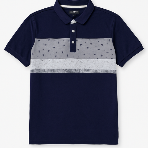 Redtag Men Polo - Navy Blue