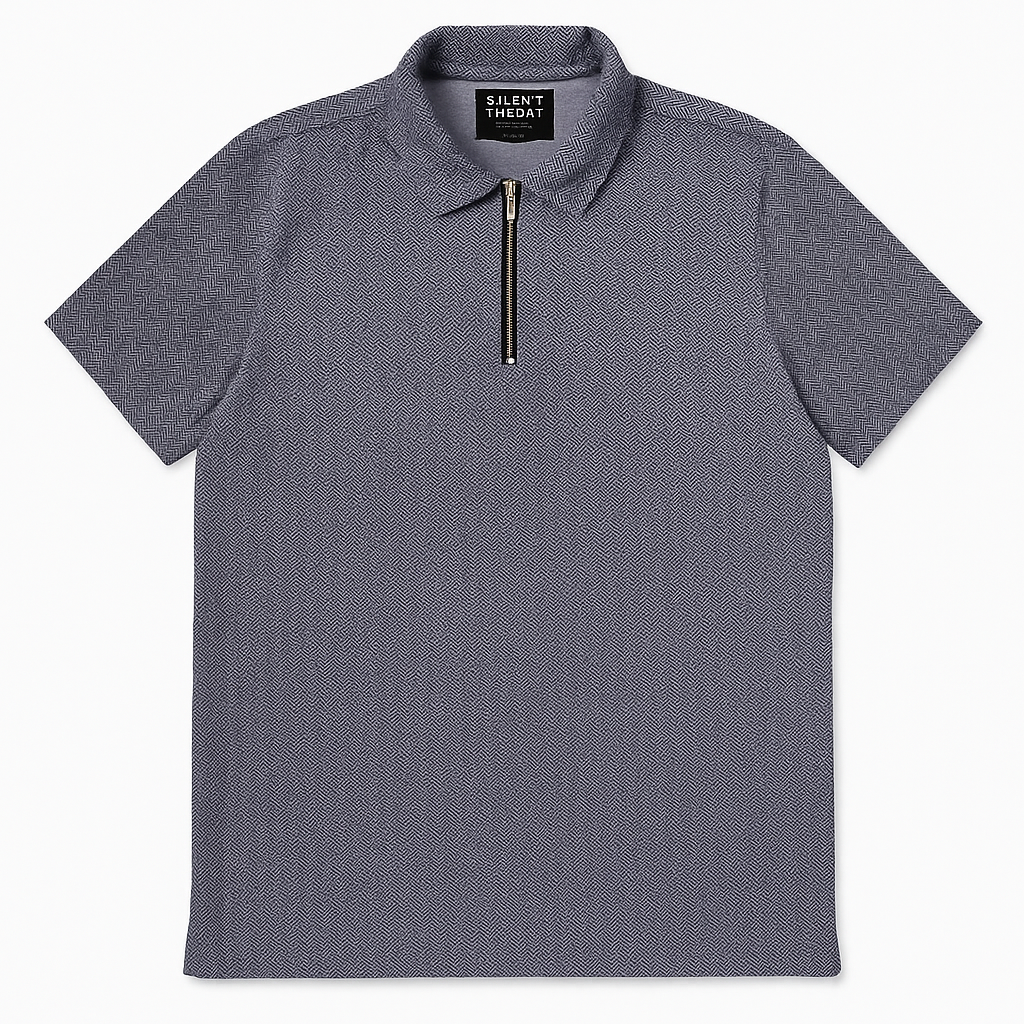 Silent Theory Men Blue Zip Polo
