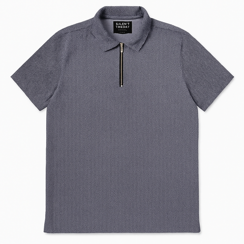 Silent Theory Men Blue Zip Polo