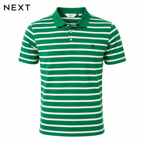 Next Men Green Stripes Polo