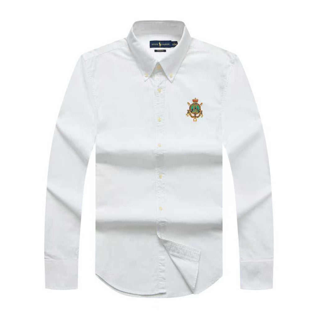 Polo R.L Long Sleeve Men Badge Shirt - White