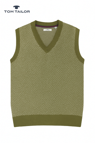 Tom Tailor Men Green Armless Sweater