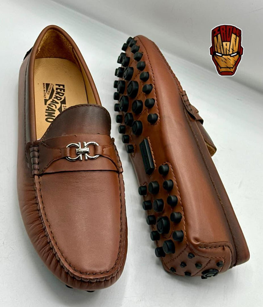 Salvatore Ferragamo Brown Men Original Leather Loafers