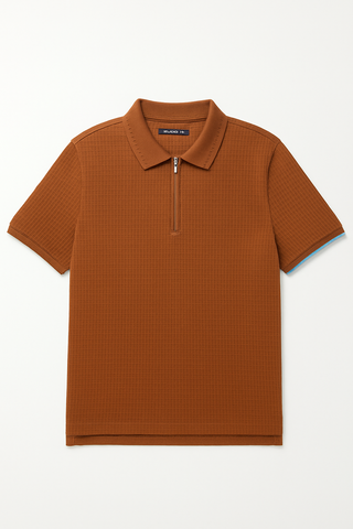 Zudio Brown Men Zip Up Polo