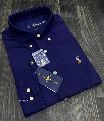 Polo Ralph Lauren Oxford Men Button Down Long Sleeve Shirt- Navy Blue