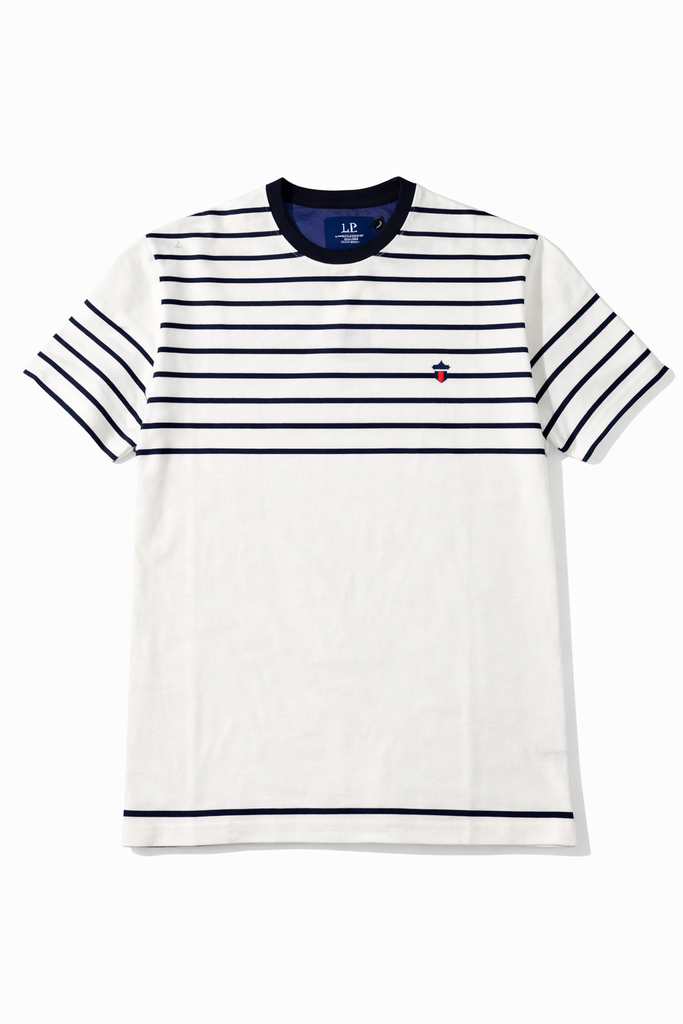 Louis Phillippe Men Off White  Stripe T shirt