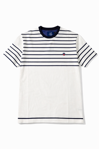 Louis Phillippe Men Off White  Stripe T shirt