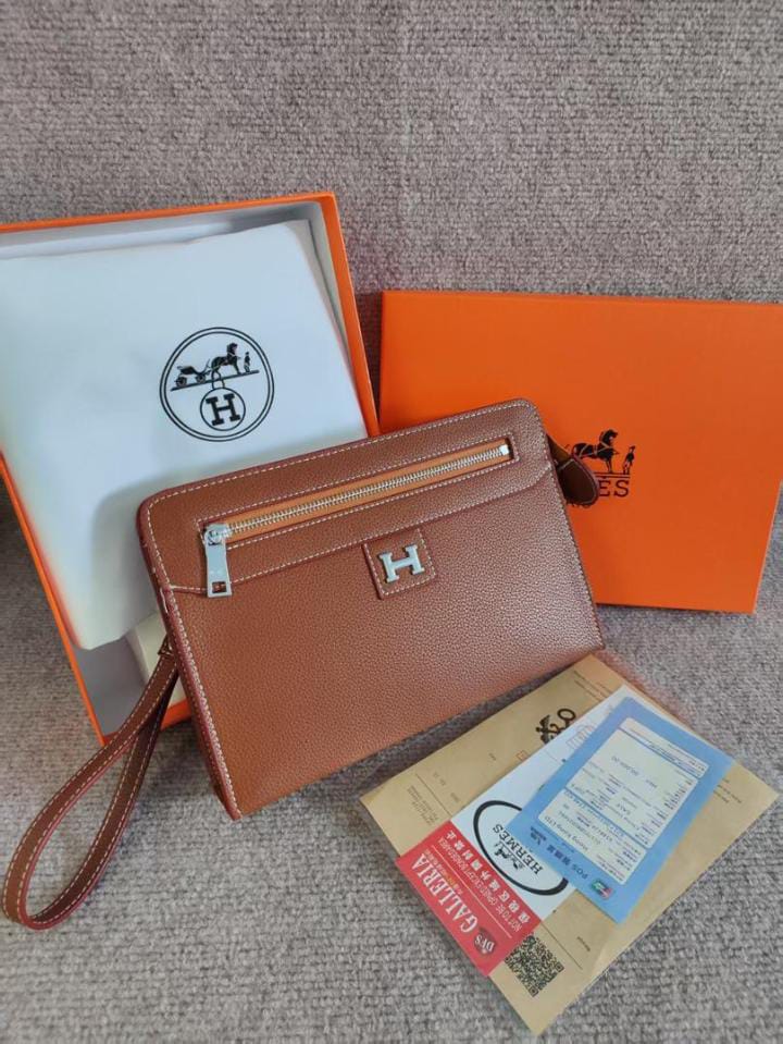 Hermes Brown Leather Pouch