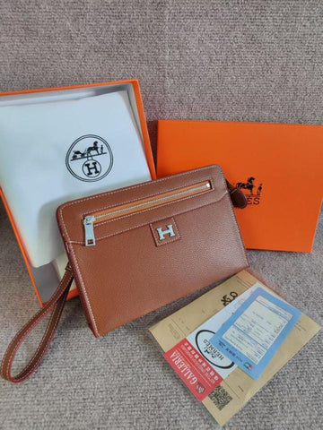 Hermes Brown Leather Pouch