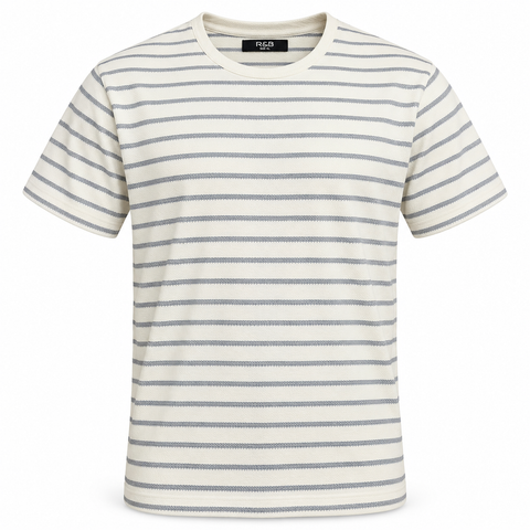 R&B Premium Stripe Men White T shirt