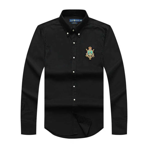 Polo R.L Long Sleeve Men Badge Shirt -Black