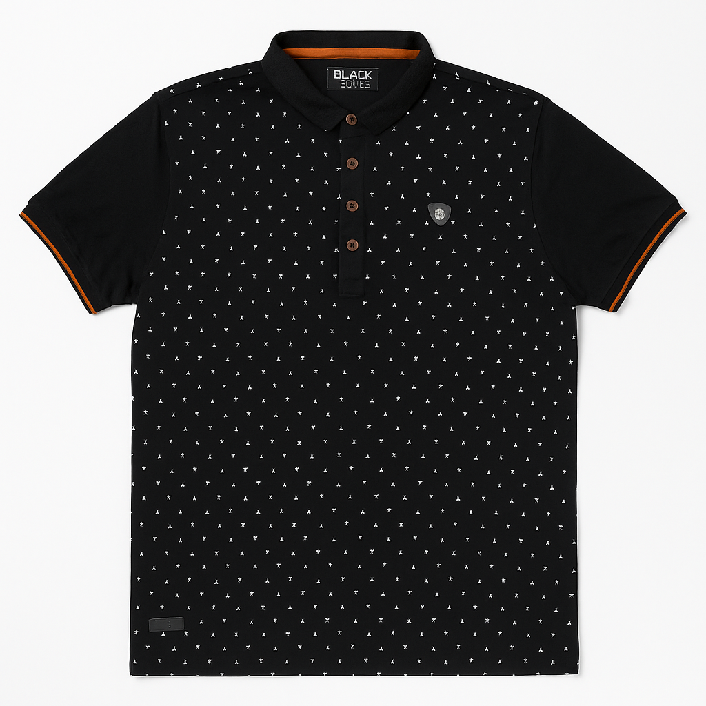Dotted Black Men Polo