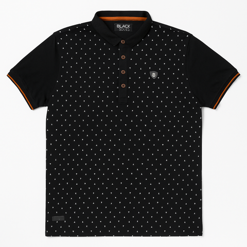 Dotted Black Men Polo