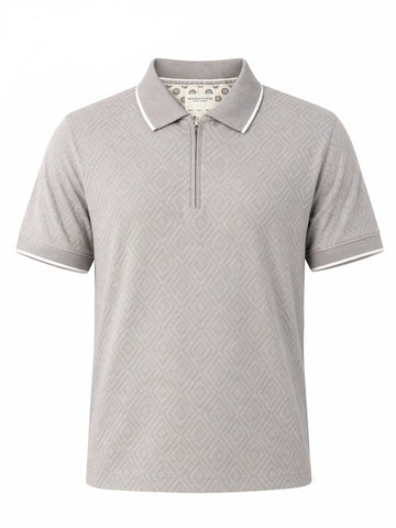 Denim & Flower Grey Zip Up Polo