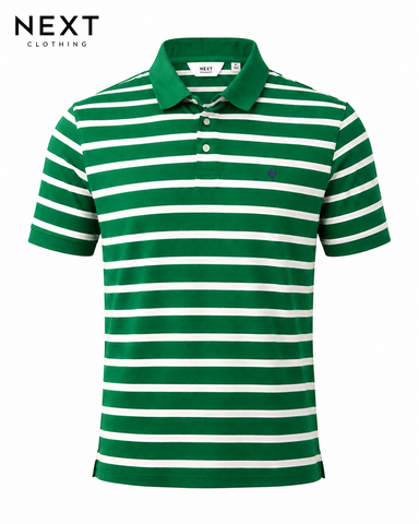 Next Men Stripe Green Polo