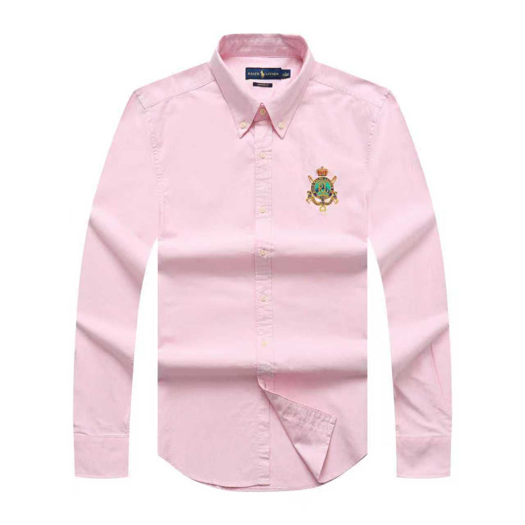 Polo R.L Long Sleeve Men Badge Shirt - Pink