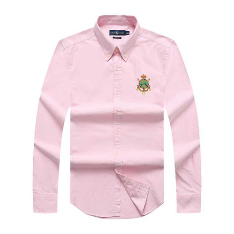 Polo R.L Long Sleeve Men Badge Shirt - Pink