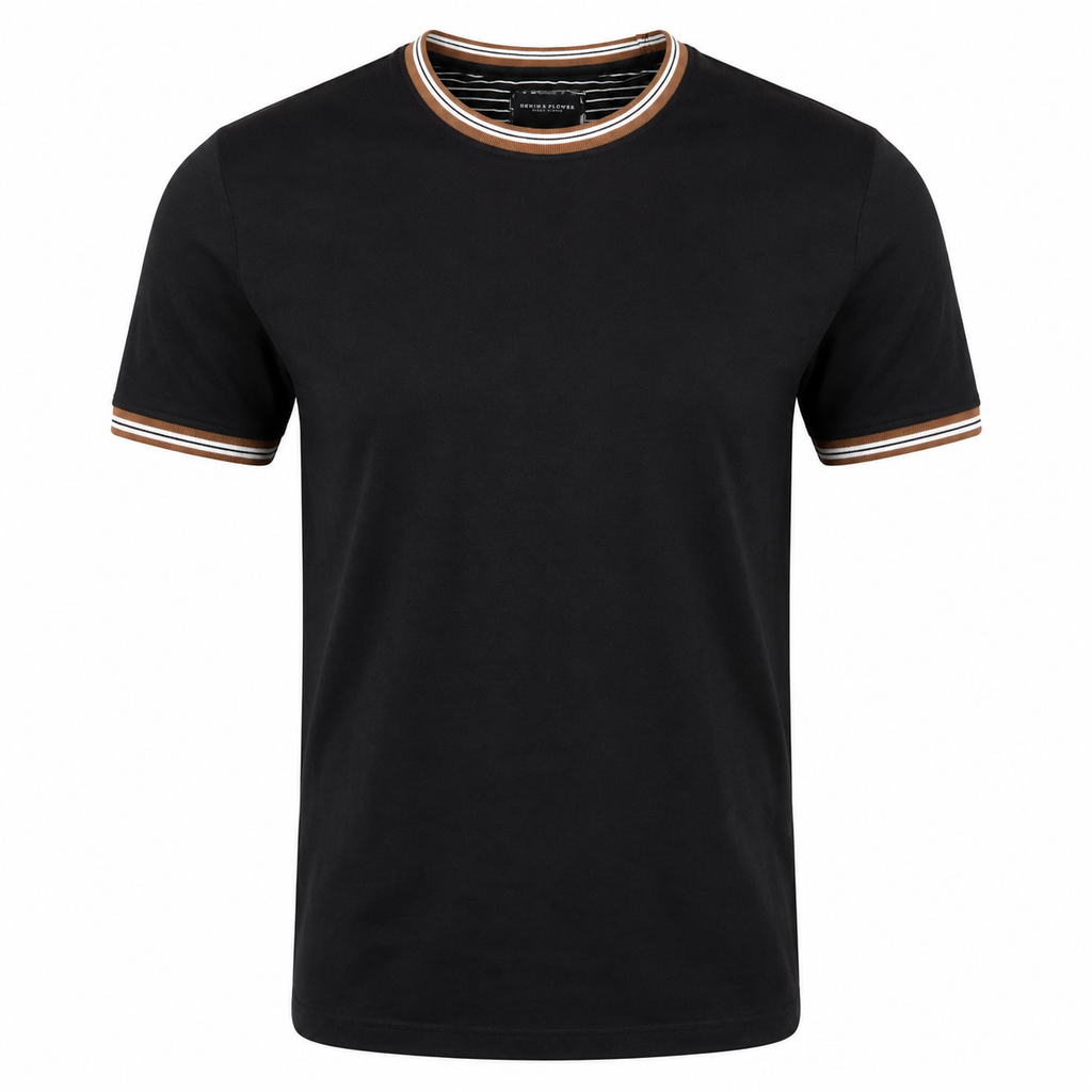 Denim & Flower Men Black T shirt