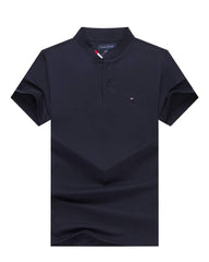 Tommy Hilfiger Navy Blue Band Collar Men T shirt