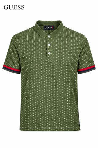 Guess Men Green Band Collar T shirt