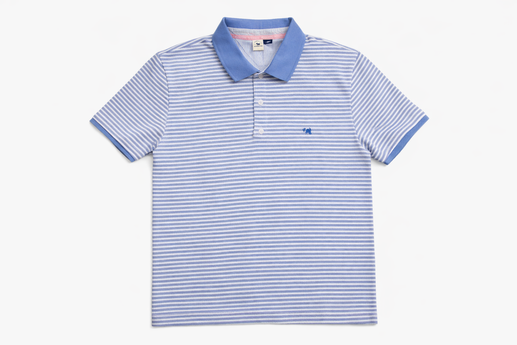 Men Premium Stripe Sky Blue Polo