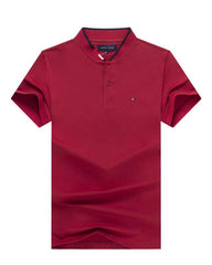 Tommy Hilfiger Maroon Band Collar Men T shirt