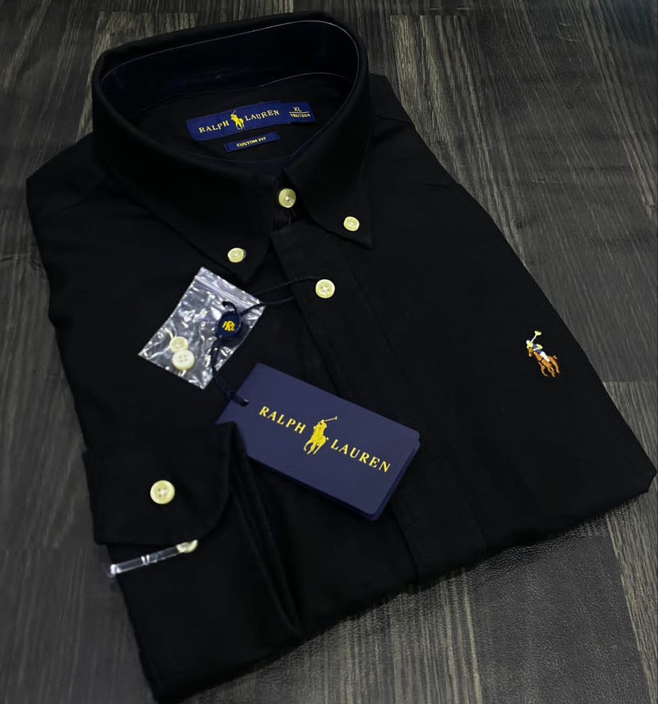 Polo Ralph Lauren Oxford Men Button Down Long Sleeve Shirt- Black