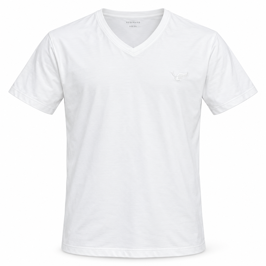 Reserved  Men White V neck T shirt