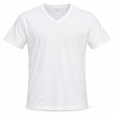 Reserved  Men White V neck T shirt