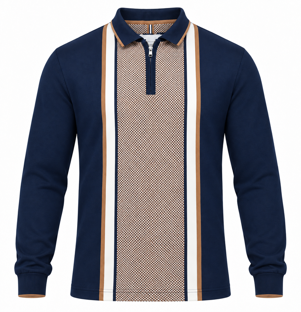 Denim & Flower Men Long Sleeve Polo