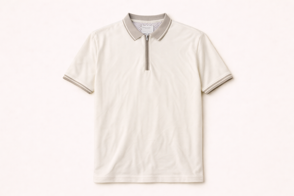 Denim & Flower Men Zip Up Polo