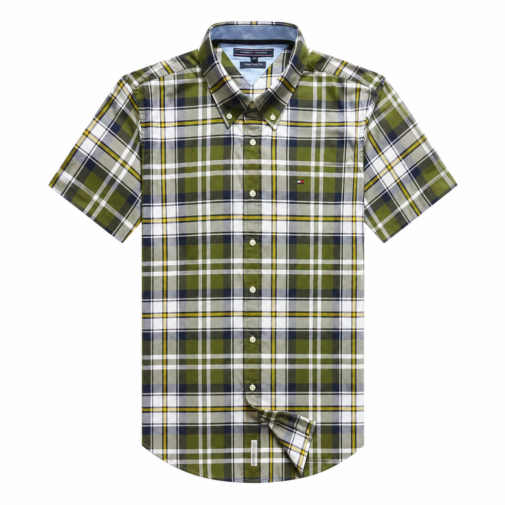 Tommy Hilfiger Men Check Short Sleeve Shirt New York Fit
