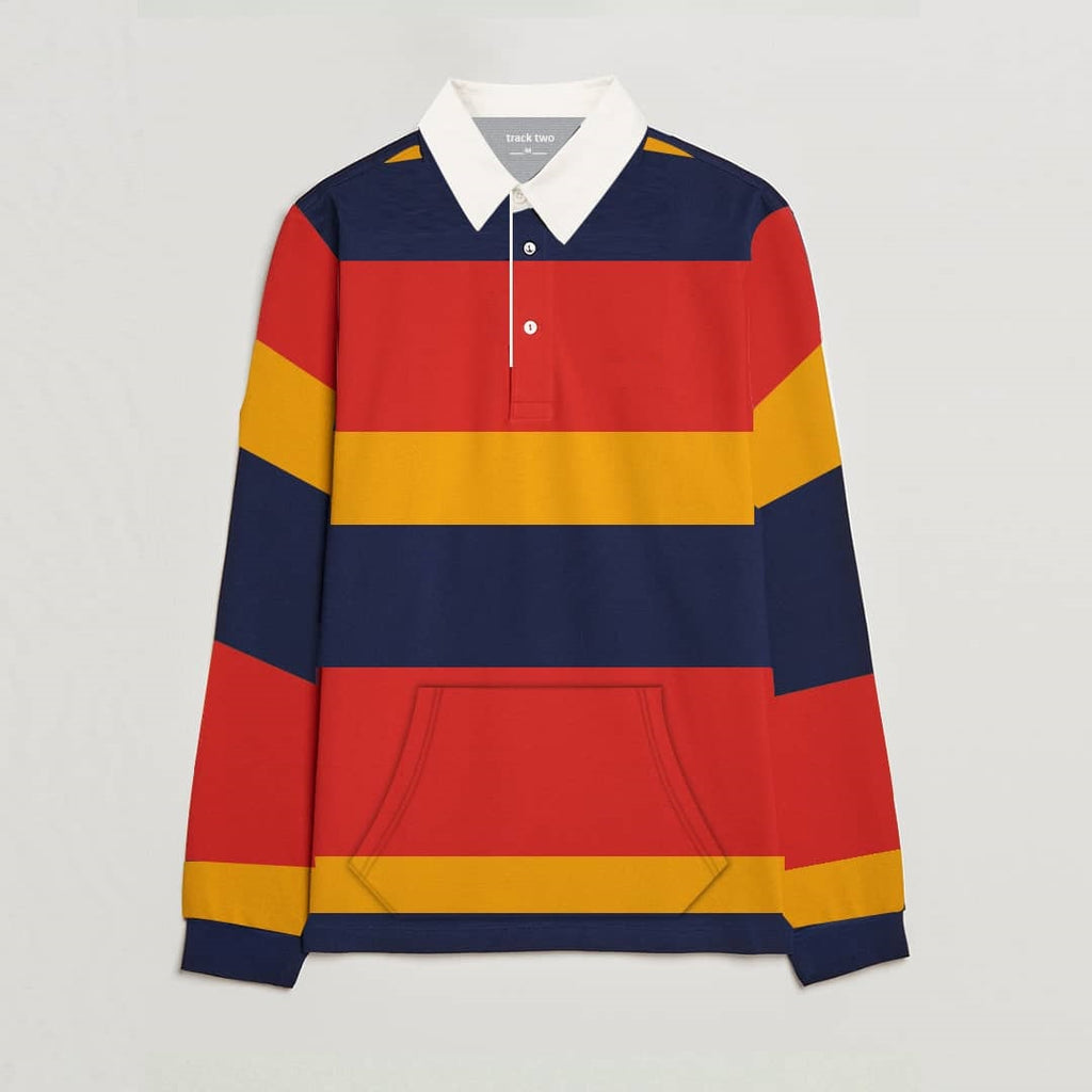 Track Two Bold Stripe Long Sleeve Polo