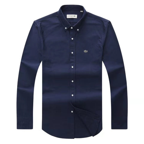 Lacoste Men's Navy Blue Long Sleeve Oxford Shirt.