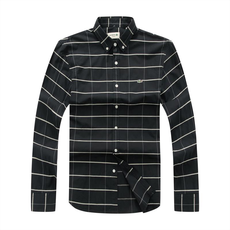 Lacoste Male Black Long Sleeve Check Shirt Plaid