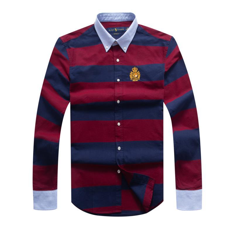 Polo Ralph Lauren Red/Navy Blue Bold Stripe Badge Long Sleeve Shirt